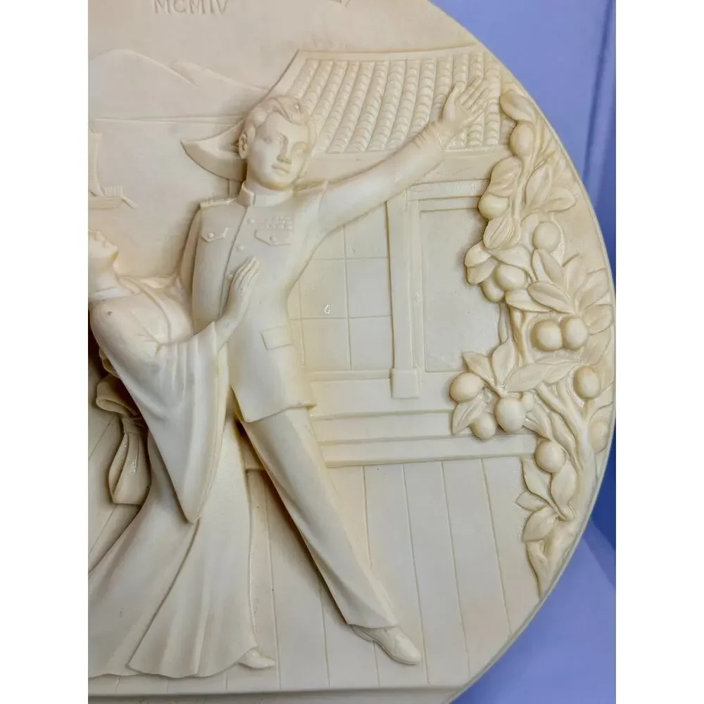 Gino Ruggeri Madama Butterfly Di Volteradici Alabaster Relief Wall Plaque Italy